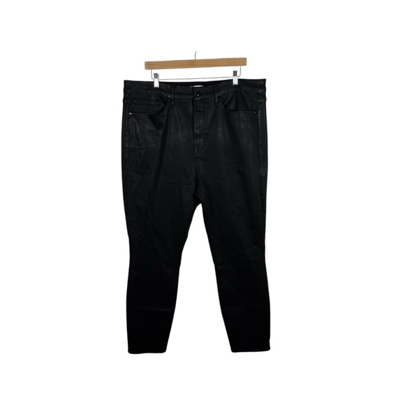 Good American Good Legs Coated Slim Straight Jeans in Black Size 20W - Picture 3 of 6